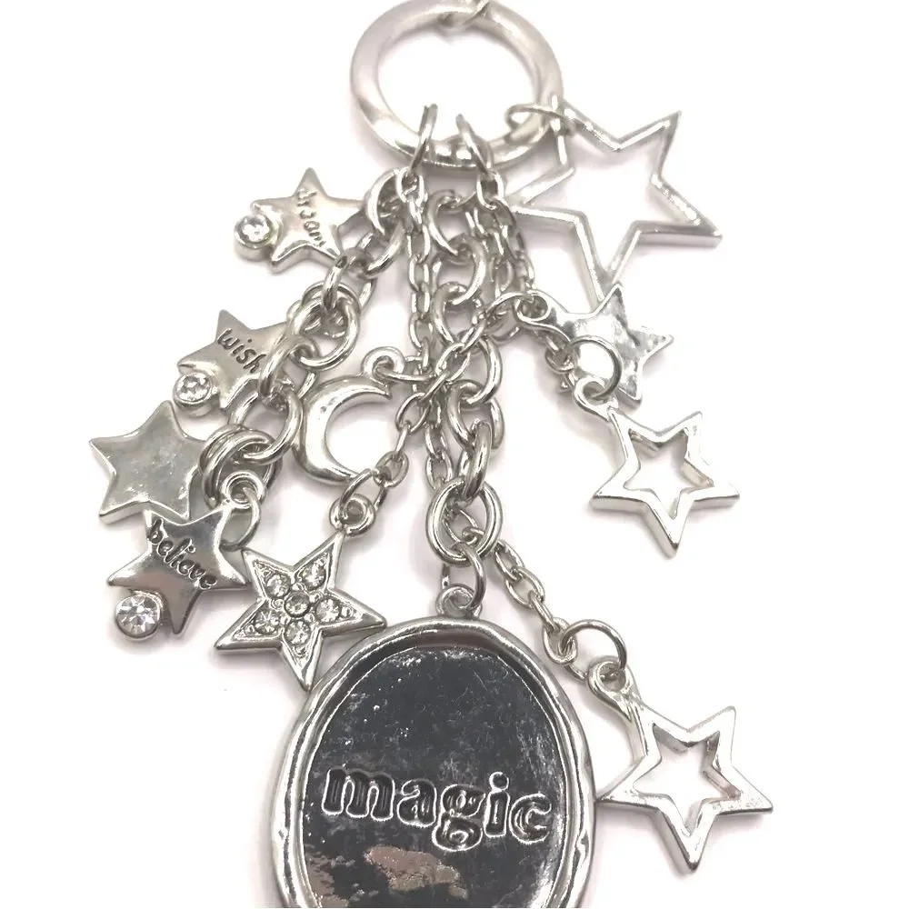 Silver Star Charm Keychain Key Holder Car Accessory